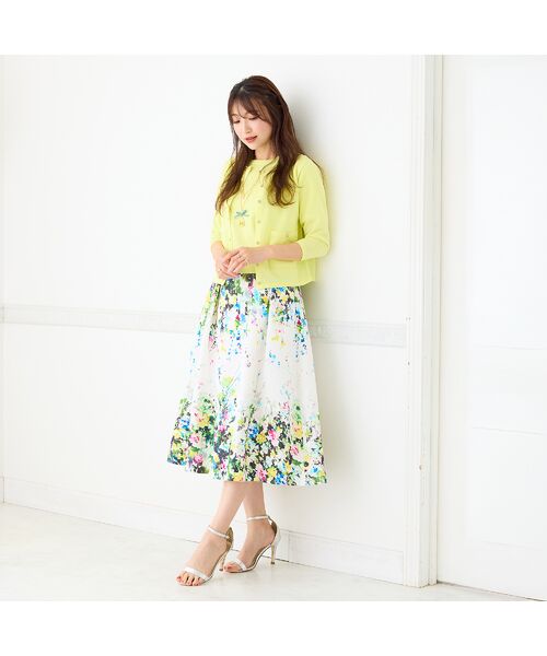 Rose Tiara / ローズティアラ ミニ・ひざ丈スカート | フローラルアートフレアスカート | 詳細1