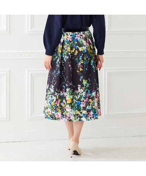 Rose Tiara / ローズティアラ ミニ・ひざ丈スカート | フローラルアートフレアスカート | 詳細4