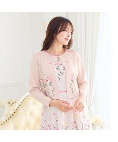 Rose Tiara / ローズティアラ ニット・セーター | 吹上刺繍クロップド丈ニットカーディガン