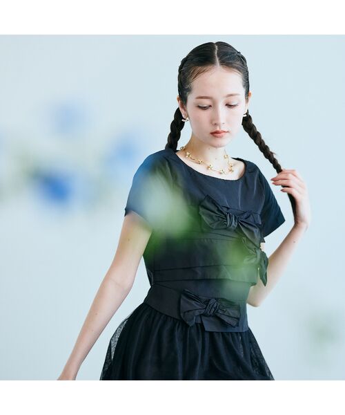 Rose Tiara / ローズティアラ ミニ丈・ひざ丈ワンピース | タフタリボンチュールドッキングワンピース | 詳細2