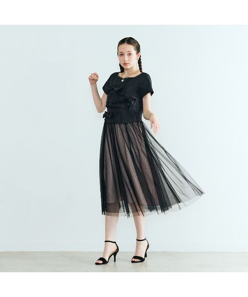 Rose Tiara / ローズティアラ ミニ丈・ひざ丈ワンピース | タフタリボンチュールドッキングワンピース | 詳細10