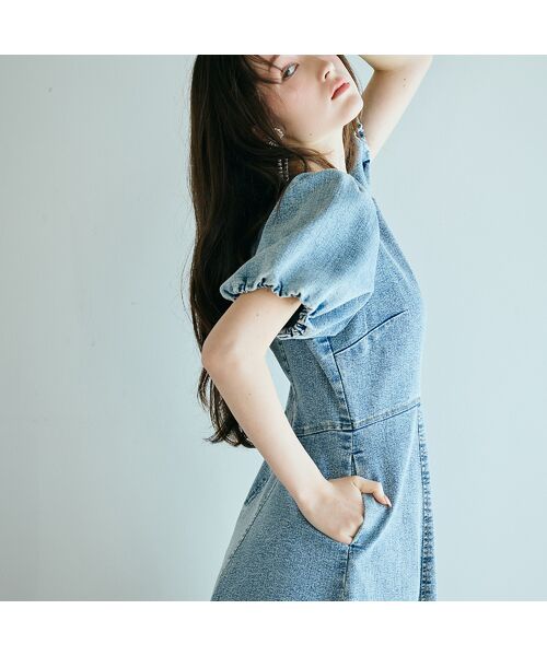 Rose Tiara / ローズティアラ ミニ丈・ひざ丈ワンピース | ライトデニムボリュームスリーブワンピース | 詳細10