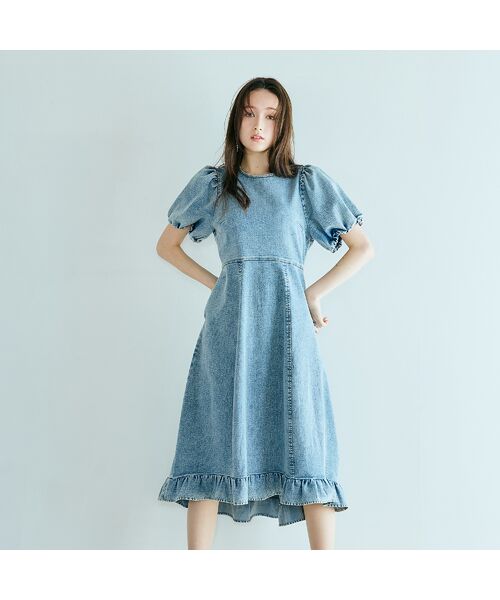 Rose Tiara / ローズティアラ ミニ丈・ひざ丈ワンピース | ライトデニムボリュームスリーブワンピース | 詳細3