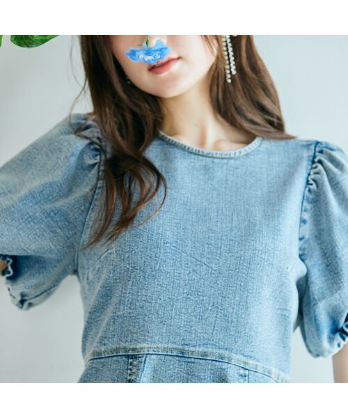 Rose Tiara / ローズティアラ ミニ丈・ひざ丈ワンピース | ライトデニムボリュームスリーブワンピース | 詳細4