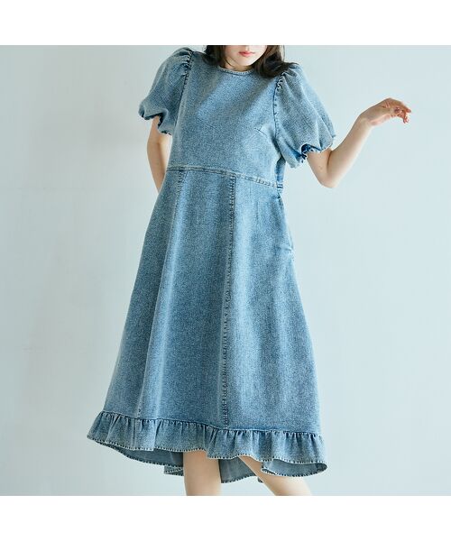 Rose Tiara / ローズティアラ ミニ丈・ひざ丈ワンピース | ライトデニムボリュームスリーブワンピース | 詳細9