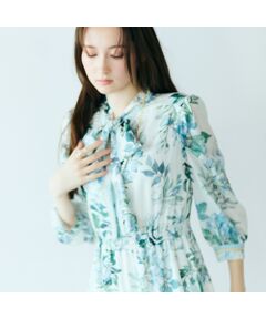 Rose Tiara / ローズティアラ ミニ丈・ひざ丈ワンピース | アジサイプリントワンピース