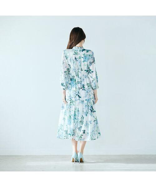 Rose Tiara / ローズティアラ ミニ丈・ひざ丈ワンピース | アジサイプリントワンピース | 詳細5