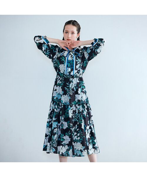 Rose Tiara / ローズティアラ ミニ丈・ひざ丈ワンピース | アジサイプリントワンピース | 詳細10