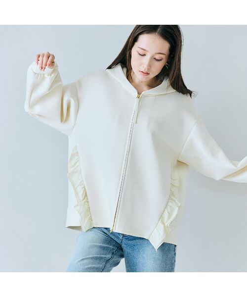 Rose Tiara / ローズティアラ パーカー | フリル付きジップアップパーカー（オフ）