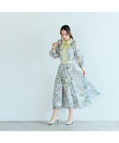 Rose Tiara / ローズティアラ ミニ・ひざ丈スカート | フラワーフレームプリントプリーツスカート