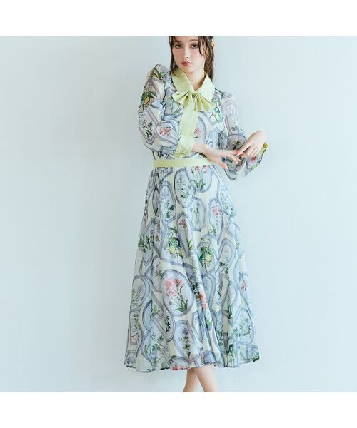 Rose Tiara / ローズティアラ ミニ・ひざ丈スカート | フラワーフレームプリントプリーツスカート | 詳細10