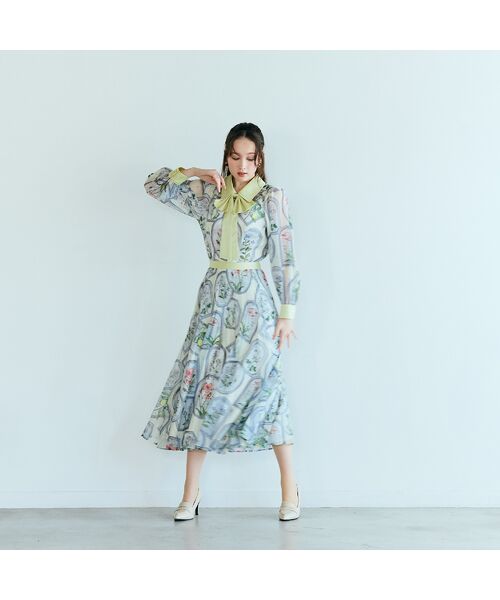 Rose Tiara / ローズティアラ ミニ・ひざ丈スカート | フラワーフレームプリントプリーツスカート | 詳細11