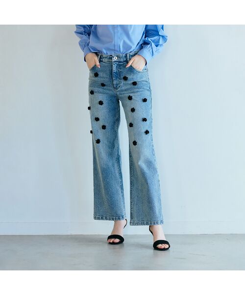 Rose Tiara / ローズティアラ デニムパンツ | ビジュー付きブーツカットデニム | 詳細4