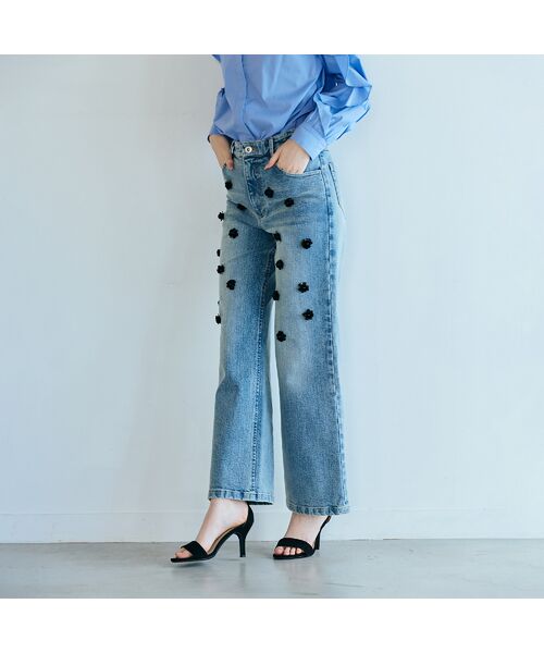 Rose Tiara / ローズティアラ デニムパンツ | ビジュー付きブーツカットデニム | 詳細5