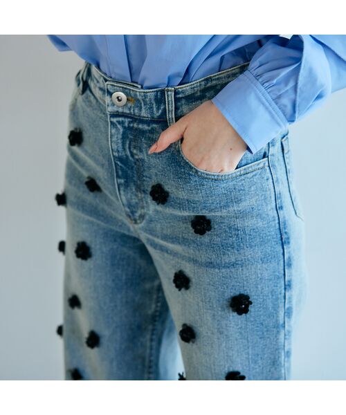 Rose Tiara / ローズティアラ デニムパンツ | ビジュー付きブーツカットデニム | 詳細7