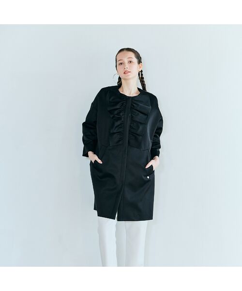 Rose Tiara / ローズティアラ その他アウター | リボンフリルコクーンコートジャケット（ブラック）