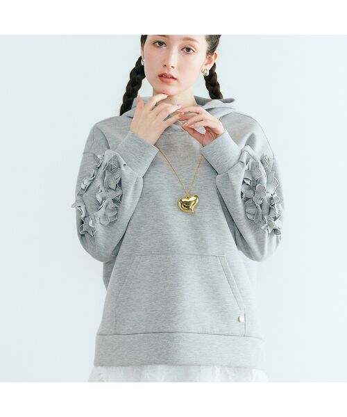 Rose Tiara / ローズティアラ パーカー | フラワーモチーフ付きパーカー（グレー）