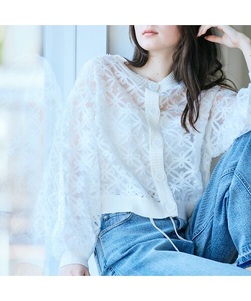 Rose Tiara / ローズティアラ ニット・セーター | フラワー立体刺繍ブラウスカーディガン | 詳細1