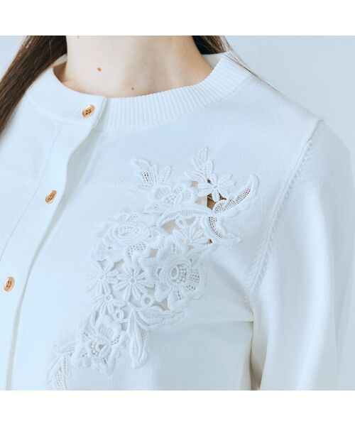 Rose Tiara / ローズティアラ ニット・セーター | フラワーレースはめ込みニットカーディガン | 詳細2