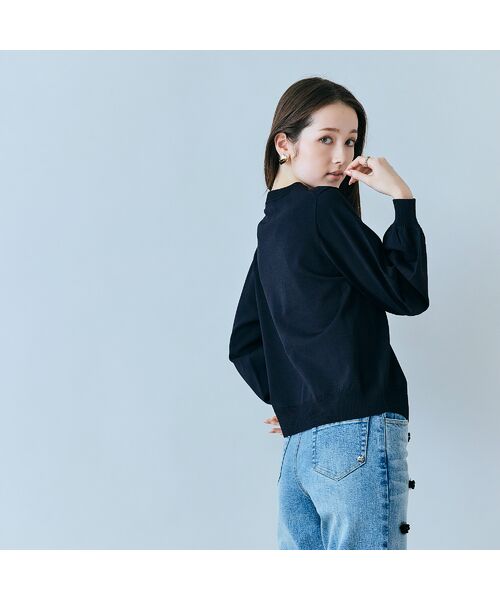 Rose Tiara / ローズティアラ ニット・セーター | フラワーレースはめ込みニットカーディガン | 詳細8