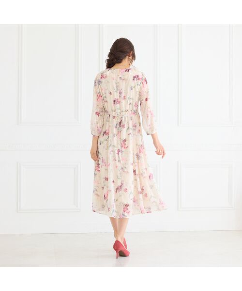 Rose Tiara / ローズティアラ ミニ丈・ひざ丈ワンピース | ラメストライプフラワープリントワンピース | 詳細5