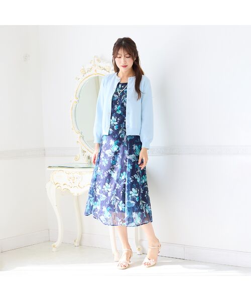 Rose Tiara / ローズティアラ ミニ丈・ひざ丈ワンピース | ラメストライプフラワープリントワンピース | 詳細8