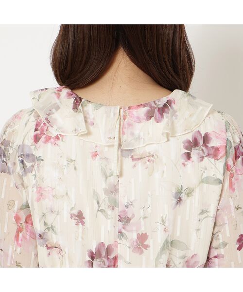 Rose Tiara / ローズティアラ ミニ丈・ひざ丈ワンピース | ラメストライプフラワープリントワンピース | 詳細17