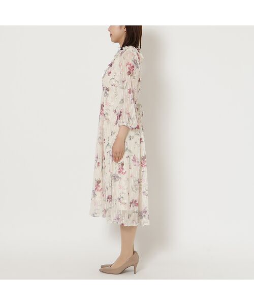 Rose Tiara / ローズティアラ ミニ丈・ひざ丈ワンピース | ラメストライプフラワープリントワンピース | 詳細10