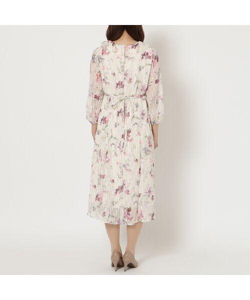 Rose Tiara / ローズティアラ ミニ丈・ひざ丈ワンピース | ラメストライプフラワープリントワンピース | 詳細11