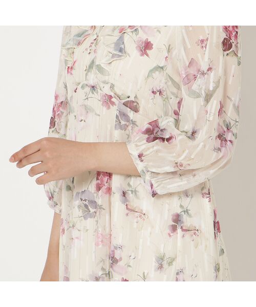 Rose Tiara / ローズティアラ ミニ丈・ひざ丈ワンピース | ラメストライプフラワープリントワンピース | 詳細14