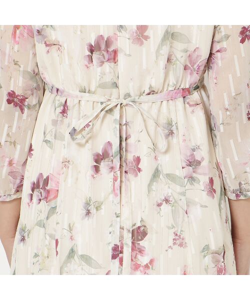 Rose Tiara / ローズティアラ ミニ丈・ひざ丈ワンピース | ラメストライプフラワープリントワンピース | 詳細15