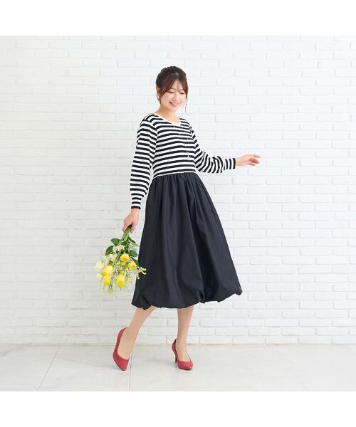 Rose Tiara / ローズティアラ ミニ丈・ひざ丈ワンピース | ニットドッキングワンピース（オフ）