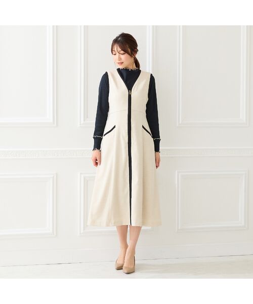 Rose Tiara / ローズティアラ ミニ丈・ひざ丈ワンピース | 【接触冷感/UVカット/防シワ】リネンライクジャンパースカート | 詳細1