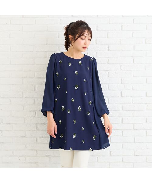 Rose Tiara / ローズティアラ シャツ・ブラウス | 小花刺繍バルーンスリーブチュニック | 詳細1