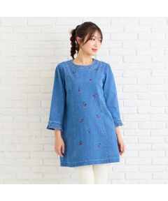 Rose Tiara / ローズティアラ チュニック | 【伸縮性◎】サクランボ刺繍デニムチュニック