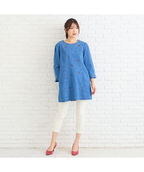 Rose Tiara / ローズティアラ チュニック | 【伸縮性◎】サクランボ刺繍デニムチュニック | 詳細7