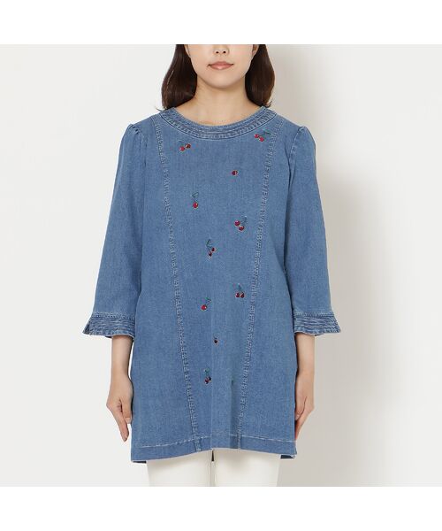 Rose Tiara / ローズティアラ チュニック | 【伸縮性◎】サクランボ刺繍デニムチュニック | 詳細8