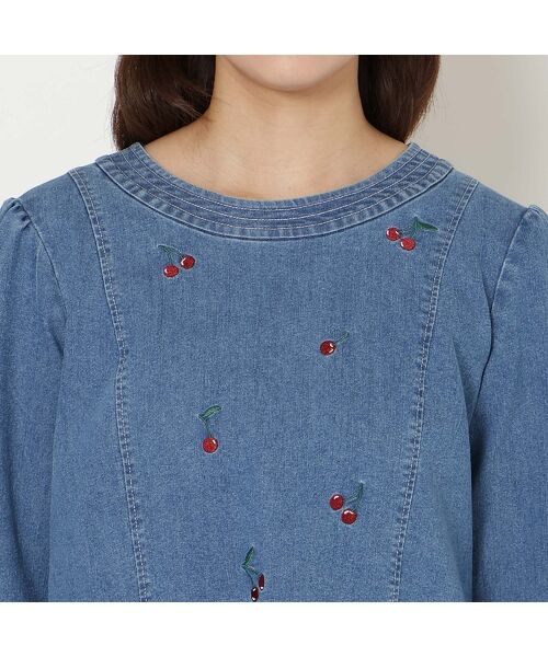 Rose Tiara / ローズティアラ チュニック | 【伸縮性◎】サクランボ刺繍デニムチュニック | 詳細11