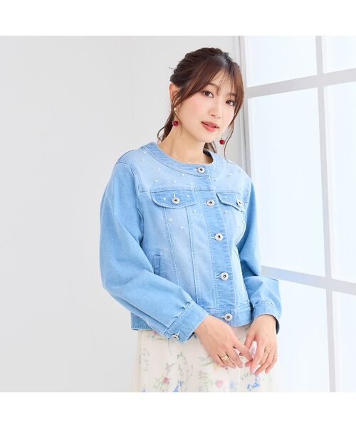 Rose Tiara / ローズティアラ Gジャン・デニムジャケット | パールスタッズGジャン | 詳細1