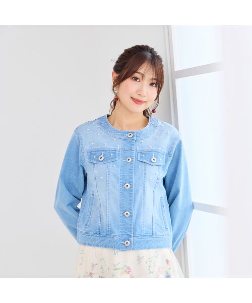 Rose Tiara / ローズティアラ Gジャン・デニムジャケット | パールスタッズGジャン | 詳細2