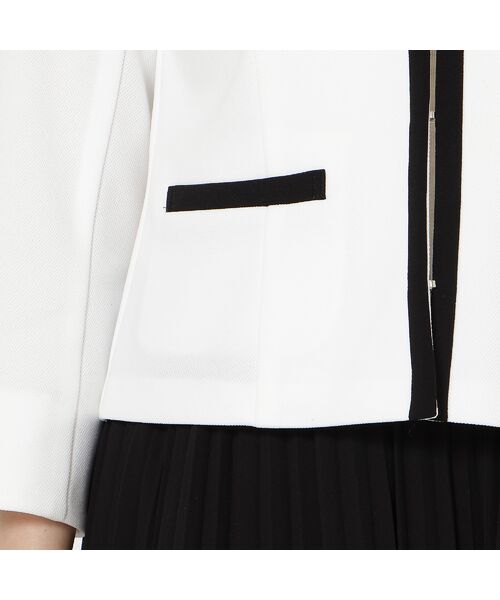 Rose Tiara / ローズティアラ ノーカラージャケット | 【リボンブローチ付】配色ノーカラージャケット | 詳細12