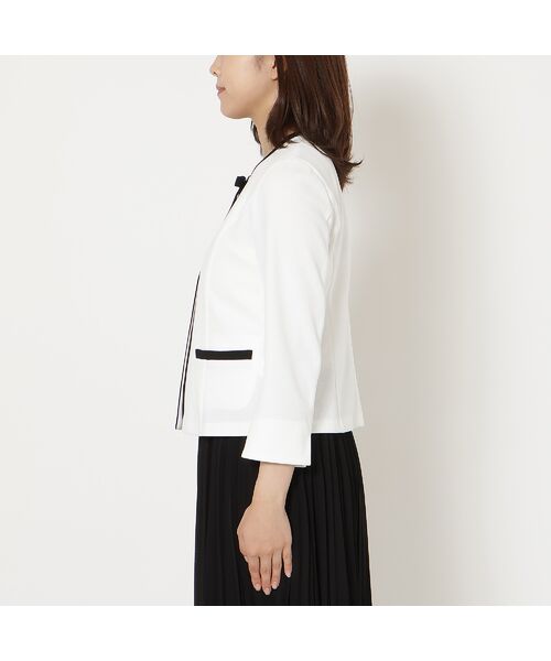 Rose Tiara / ローズティアラ ノーカラージャケット | 【リボンブローチ付】配色ノーカラージャケット | 詳細5