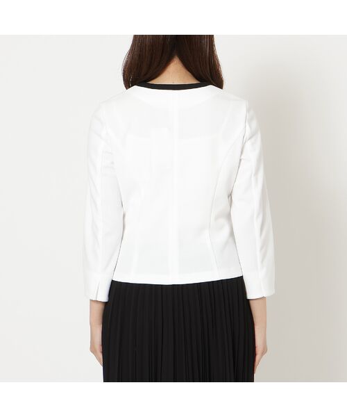 Rose Tiara / ローズティアラ ノーカラージャケット | 【リボンブローチ付】配色ノーカラージャケット | 詳細6