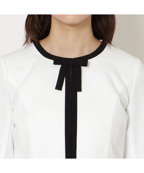 Rose Tiara / ローズティアラ ノーカラージャケット | 【リボンブローチ付】配色ノーカラージャケット | 詳細8