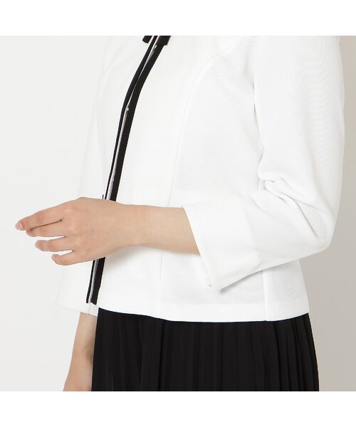Rose Tiara / ローズティアラ ノーカラージャケット | 【リボンブローチ付】配色ノーカラージャケット | 詳細10