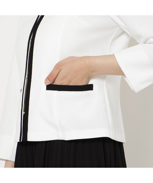 Rose Tiara / ローズティアラ ノーカラージャケット | 【リボンブローチ付】配色ノーカラージャケット | 詳細11