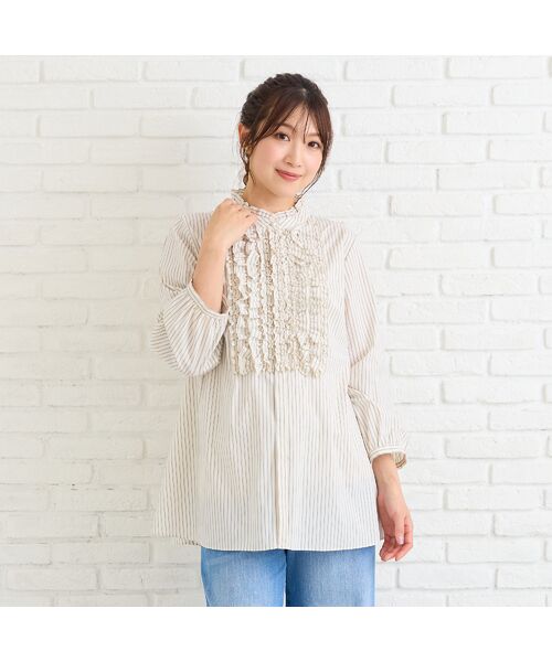 Rose Tiara / ローズティアラ シャツ・ブラウス | 【シワになりにくい】フリルブラウス（オフ）