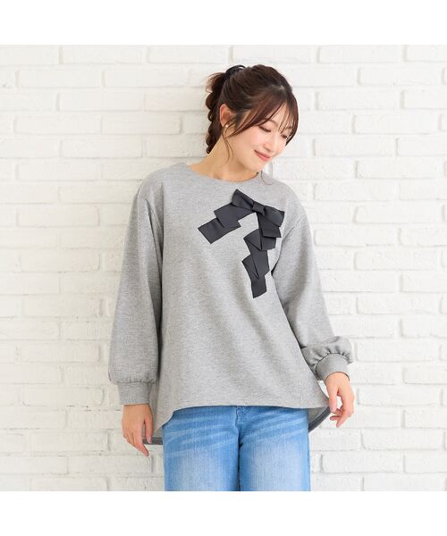 Rose Tiara / ローズティアラ カットソー | リボンプルオーバー（グレー）