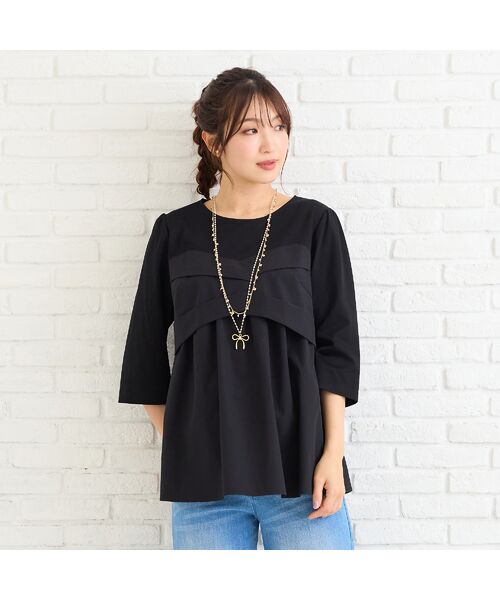 Rose Tiara / ローズティアラ カットソー | 【人気デザイン】レイヤード風カットソー（ブラック）