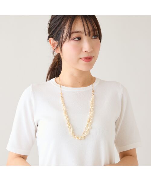 Rose Tiara / ローズティアラ ネックレス・ペンダント・チョーカー | 【2way】ツイストパール調ビーズネックレス（ゴールド）